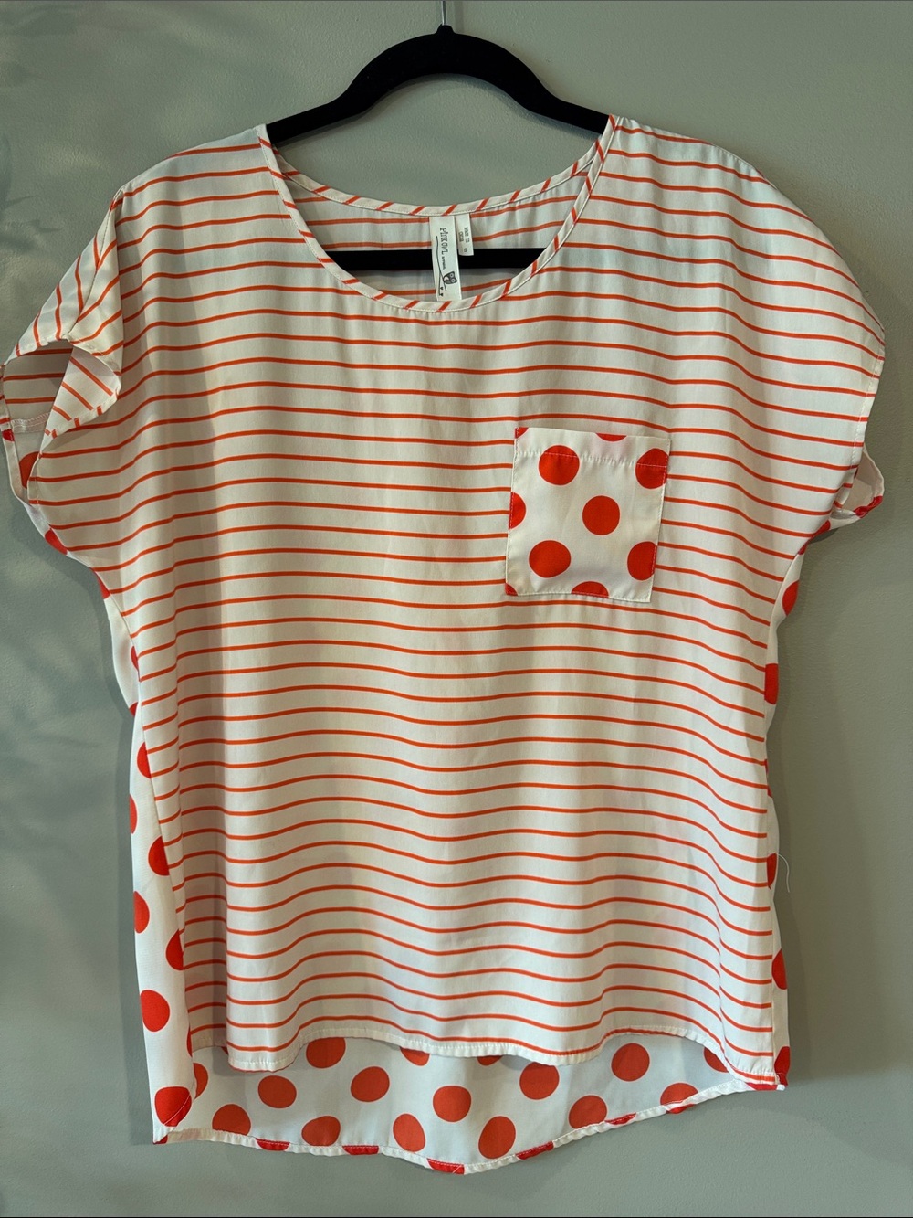 Pink Owl Orange Stripe & Polka Dot Pocket Tee - Girls